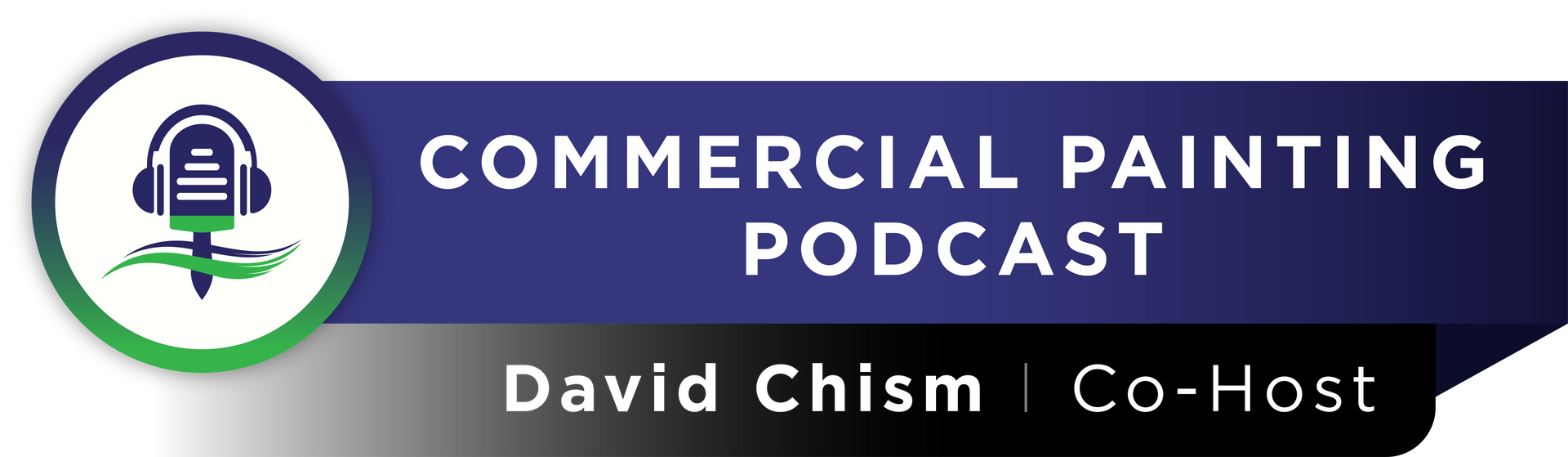 Podcast logo with a headset icon, the text 