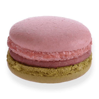 Photo macaron goût fraise et basilic