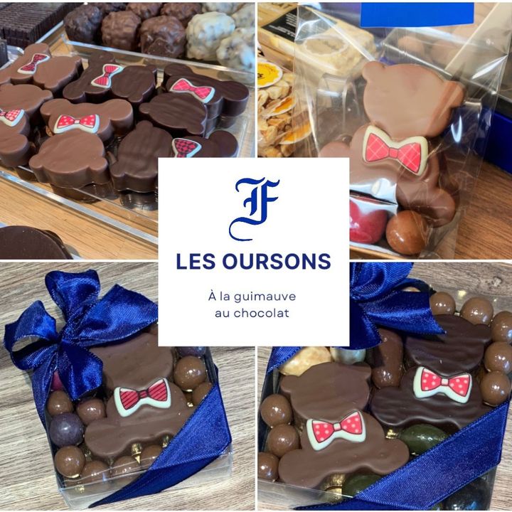 Photo bouchées oursons guimauve chocolat noir et lait Fréguer