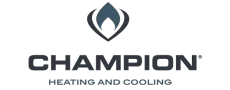 Champion Heating and Cooling logo: Flame icon above the word 