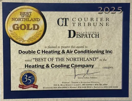 Award for Double C Heating & Air Conditioning Inc. as