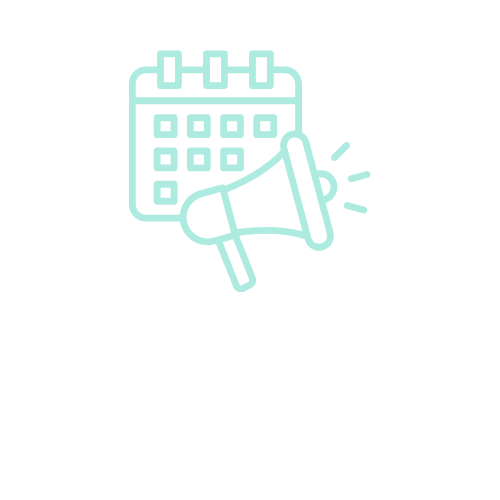 Calendar with a megaphone, indicating event announcement.