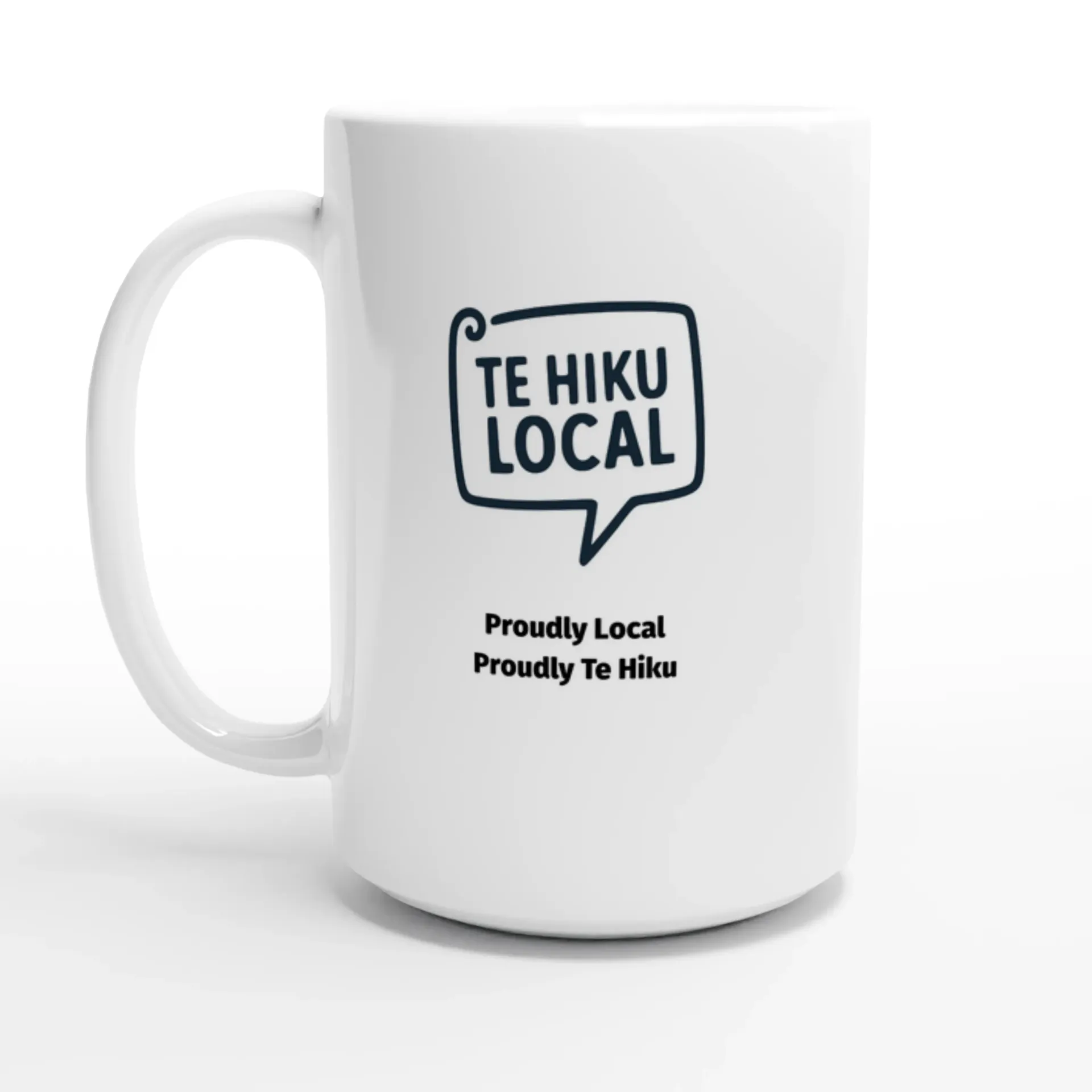 White mug with the word