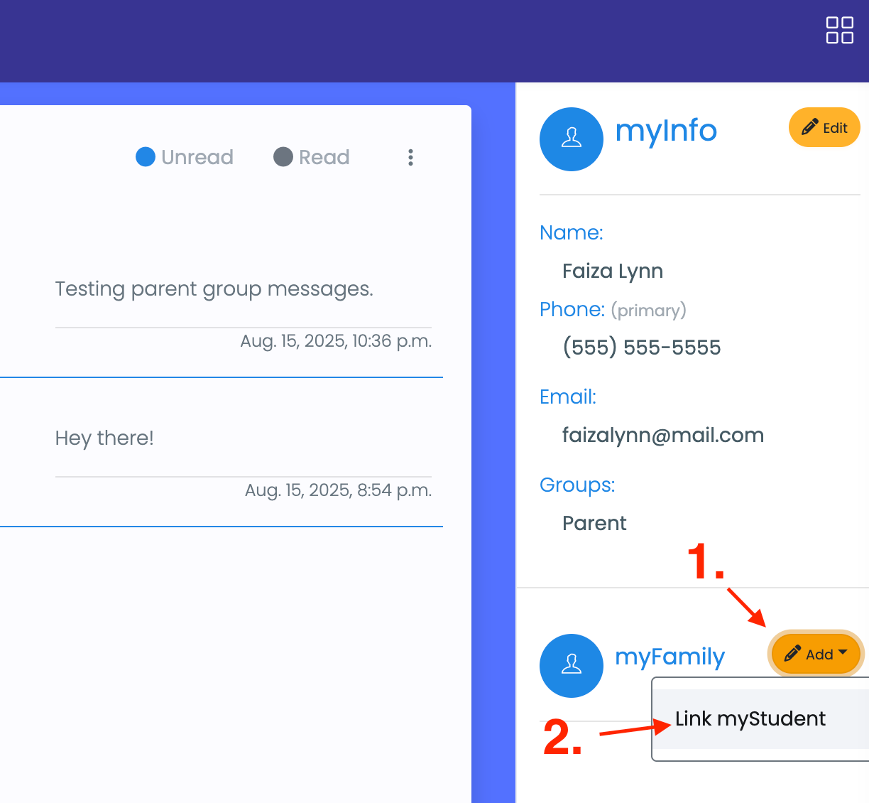 parent account computer web browser click edit by myFamily