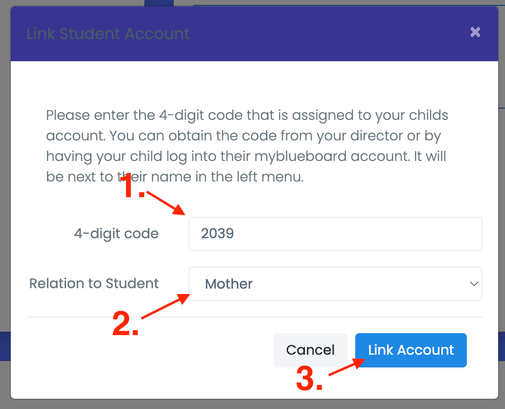 parent account computer web browser enter connection code and connect