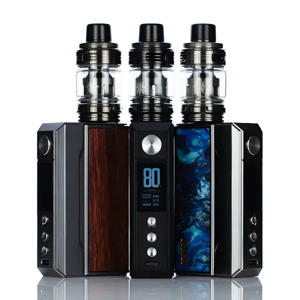 A row of electronic cigarettes in different colors on a white background.