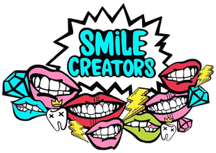 A logo for smile creators with colorful mouths and teeth