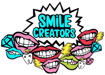 A logo for smile creators with colorful mouths and teeth
