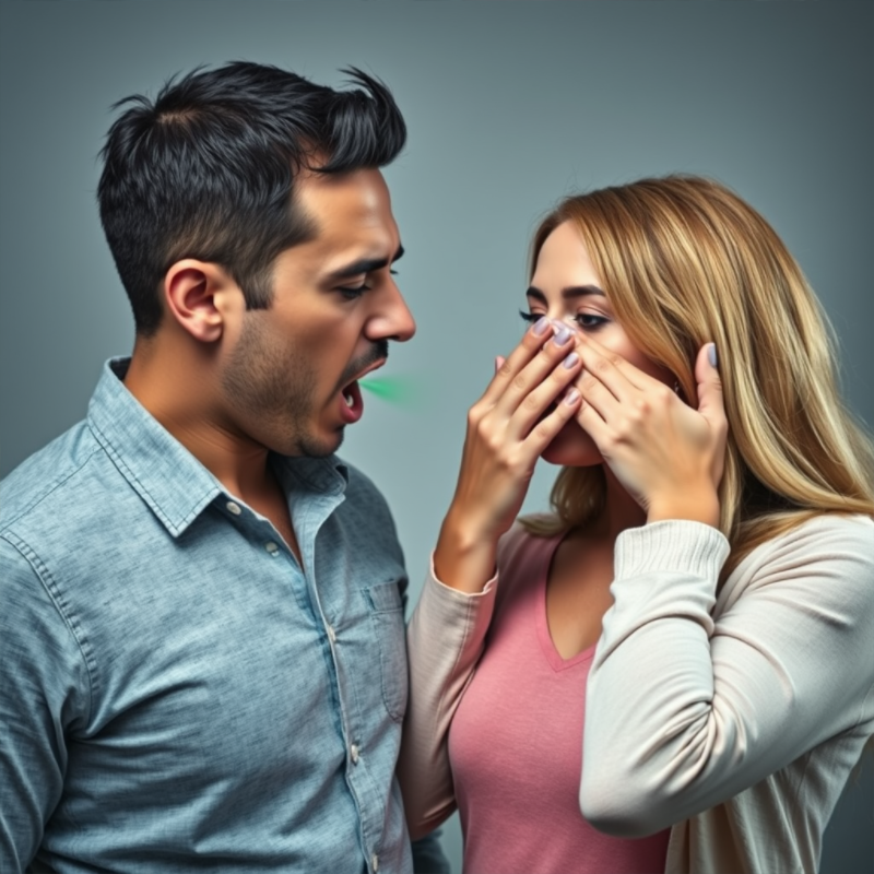 A man and a woman are covering their mouths with their hands