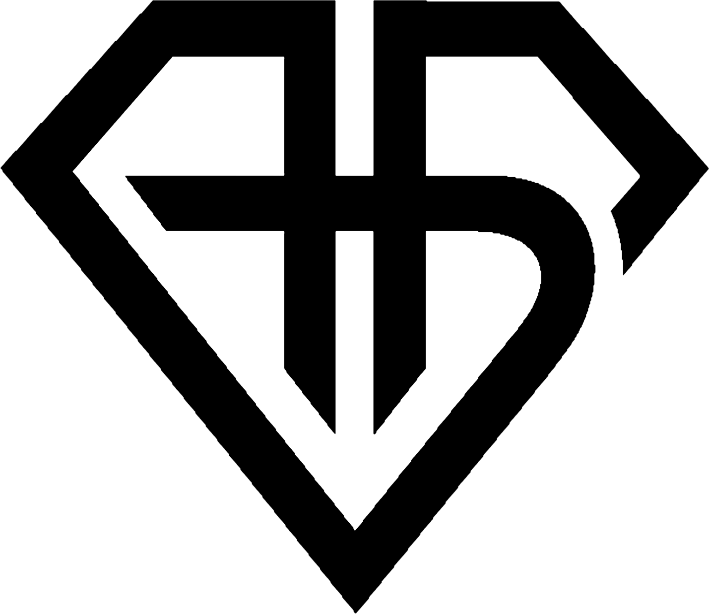 Black diamond logo with a stylized 
