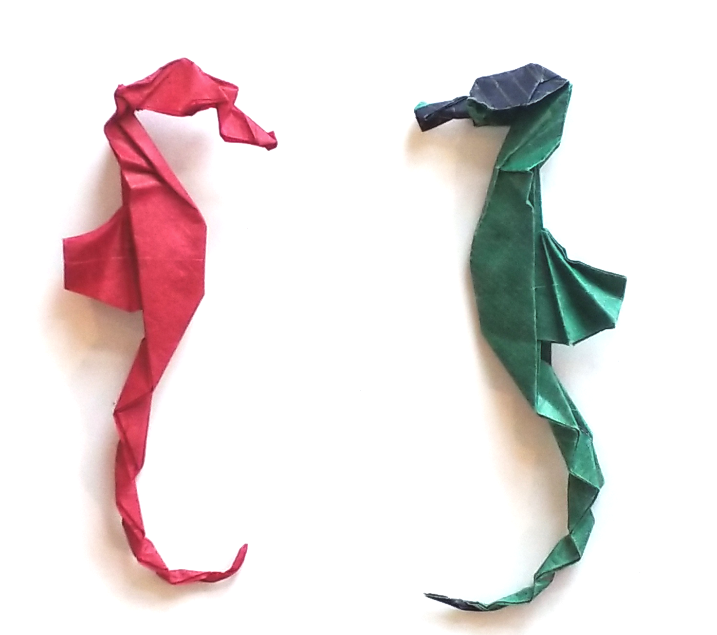 Green sehorse facing a red seahorse linking to video instructions