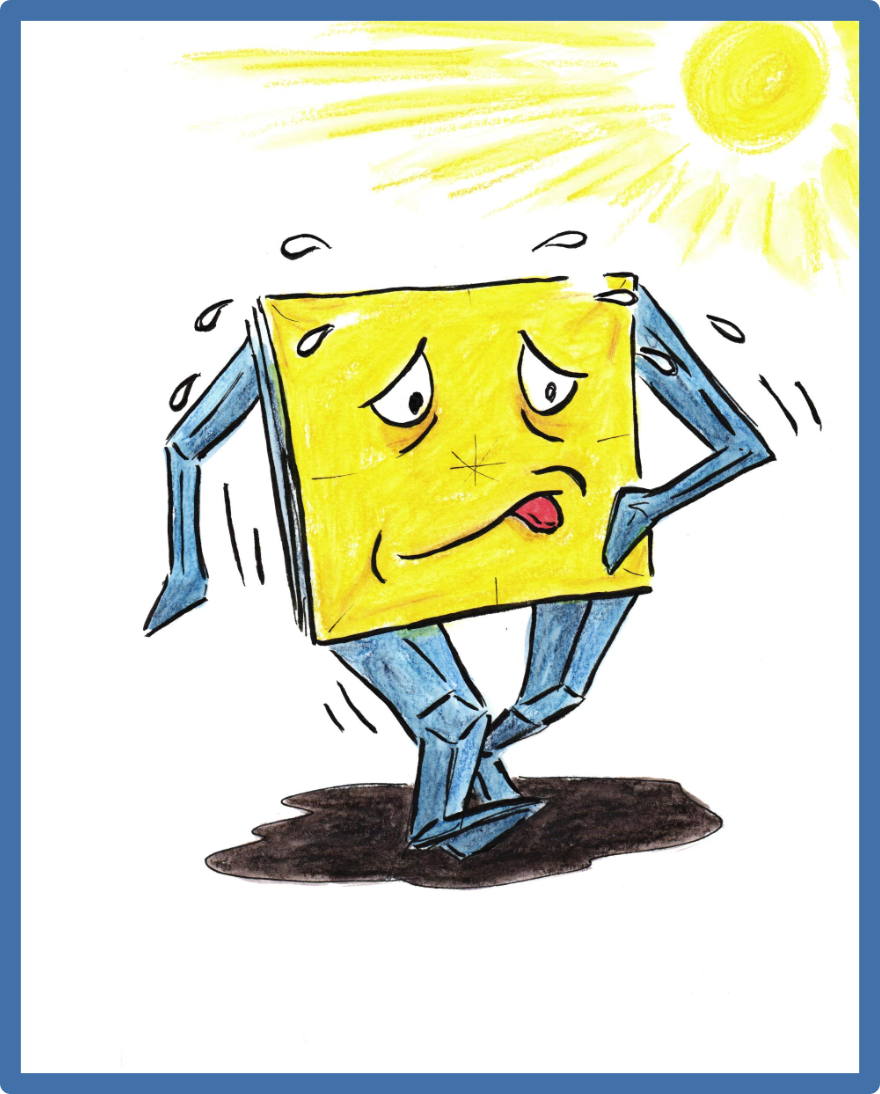 A picture of Ori-Man walking along looking a bit hot and thirsty