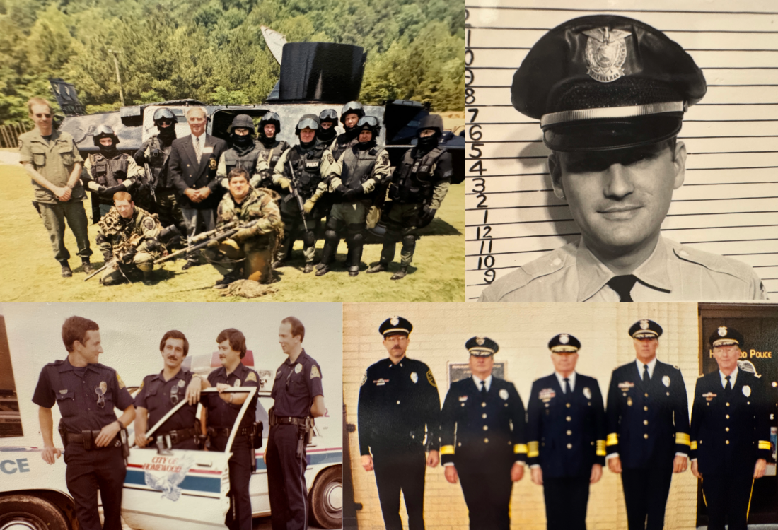 A group of police officers are posing for a picture