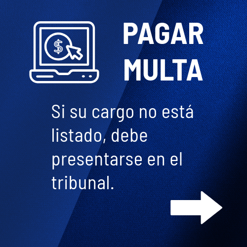 A blue sign that says pay citation if your charge is not listed you must appear in court.