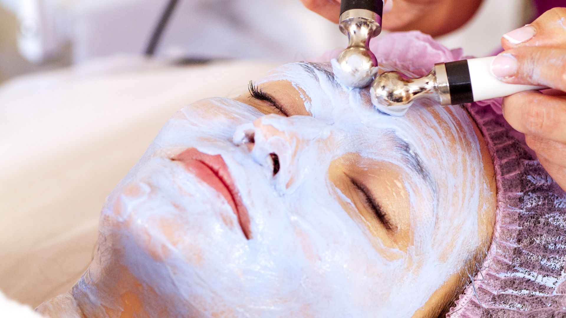Massaging done to woman's face