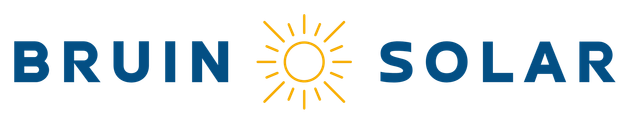 A blue and yellow logo for bruin solar