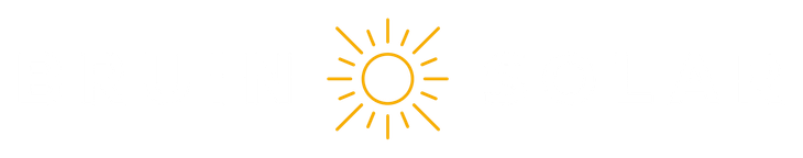 A yellow bruin solar icon of a sun with rays coming out of it on a white background.