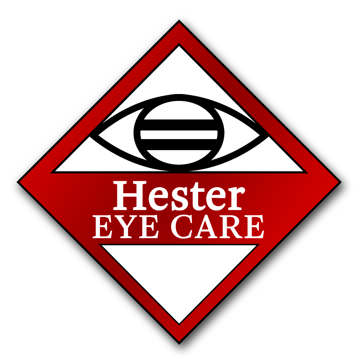 logo for hester eye care in magnolia and camden, ar