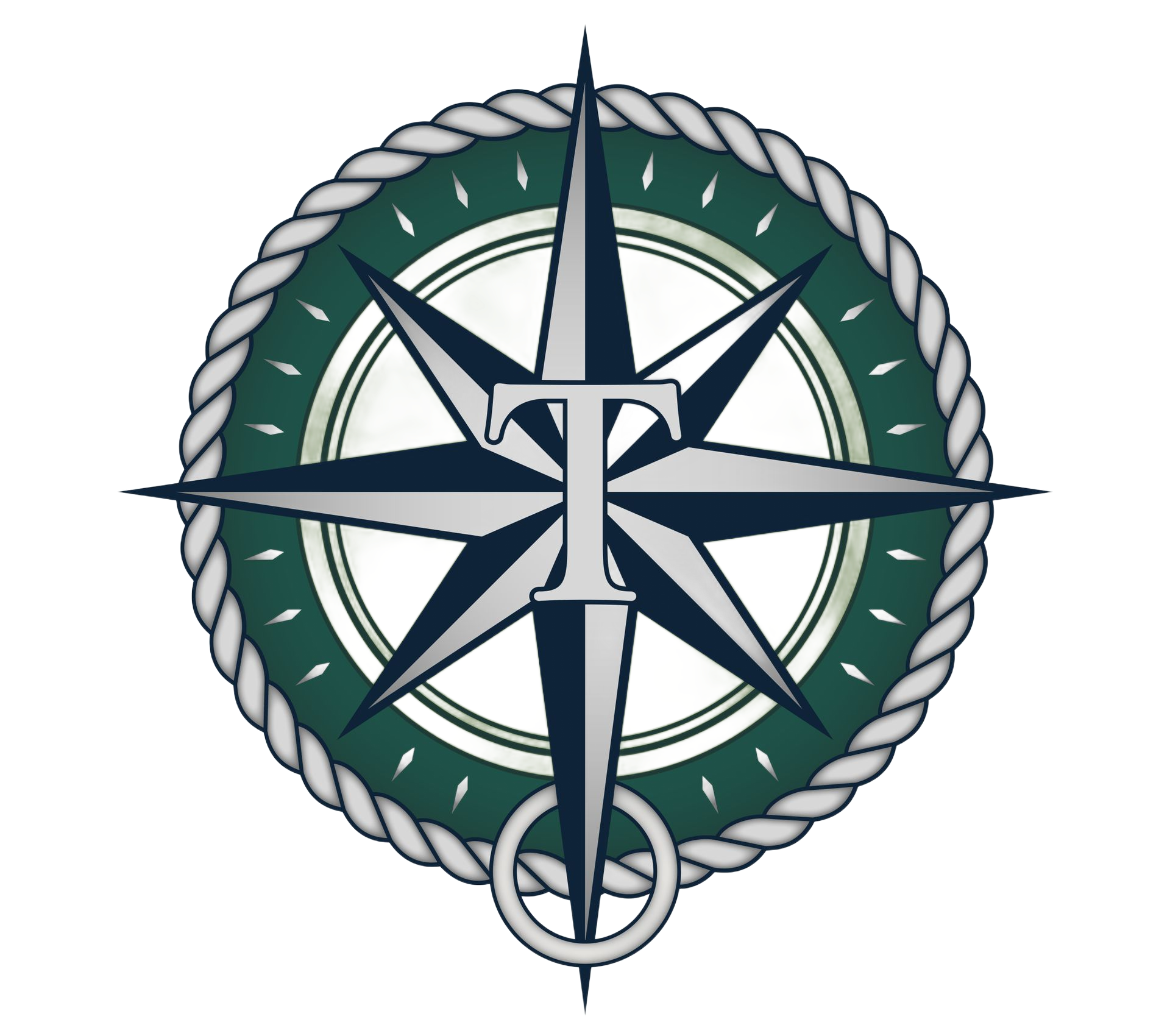 True North Custom Homes logo with a blue compass rose over green circle and rope border