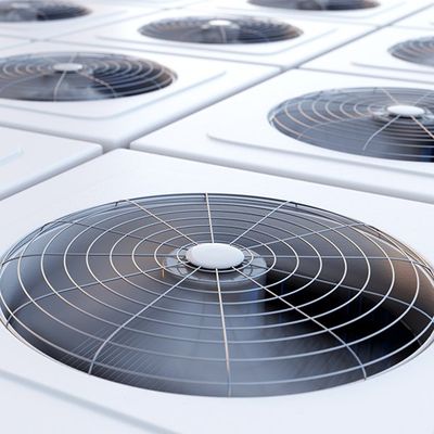 Group of HVAC Units with Fans Close Up — Palatine, IL — Vanguard Heating & Air Conditioning Inc.