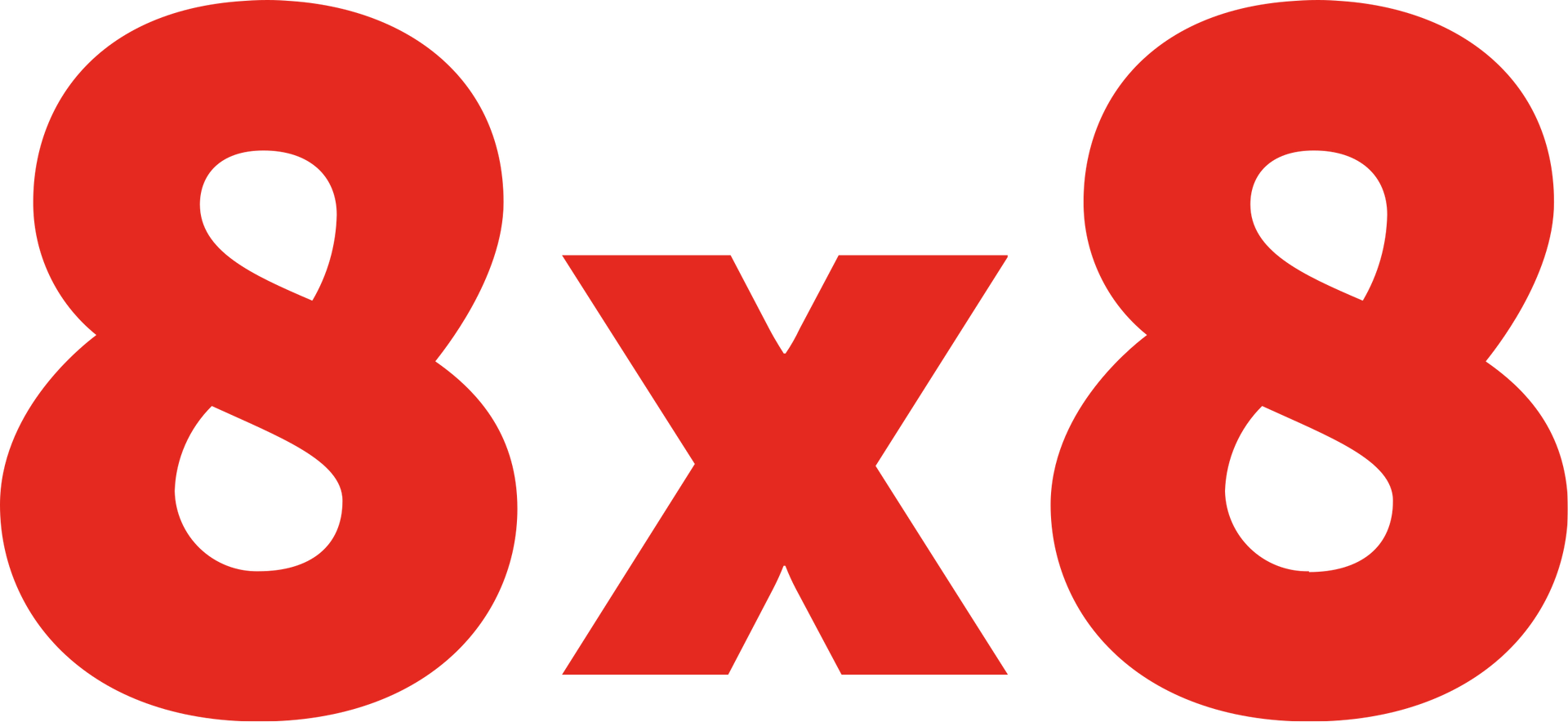 A red 8x8 logo on a white background