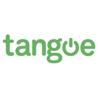A green and white logo for a company called tangue