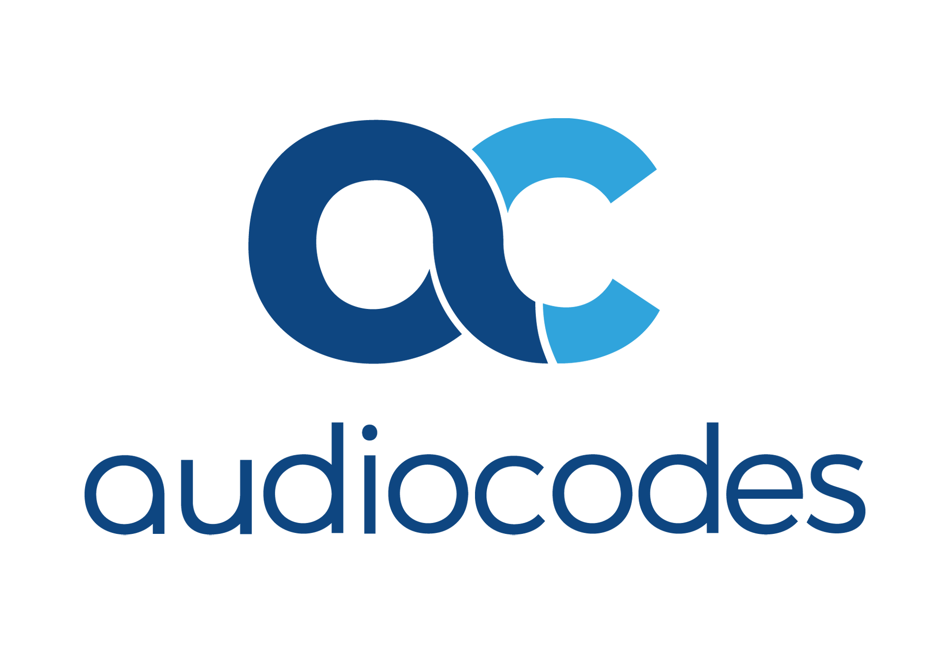 The logo for audiocodes is blue and white on a white background.