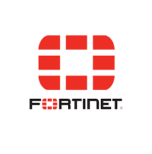 A red and white logo for fortinet on a white background.