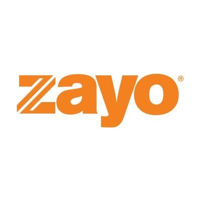 The logo for zayo is orange on a white background
