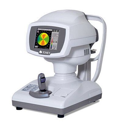 A white and gray machine with a screen on it.