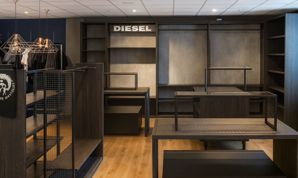 Designing and installing retail shelving - Diesel