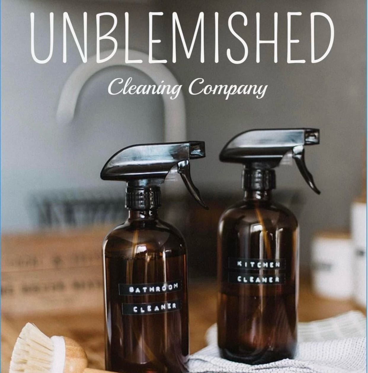 Two amber spray bottles labeled