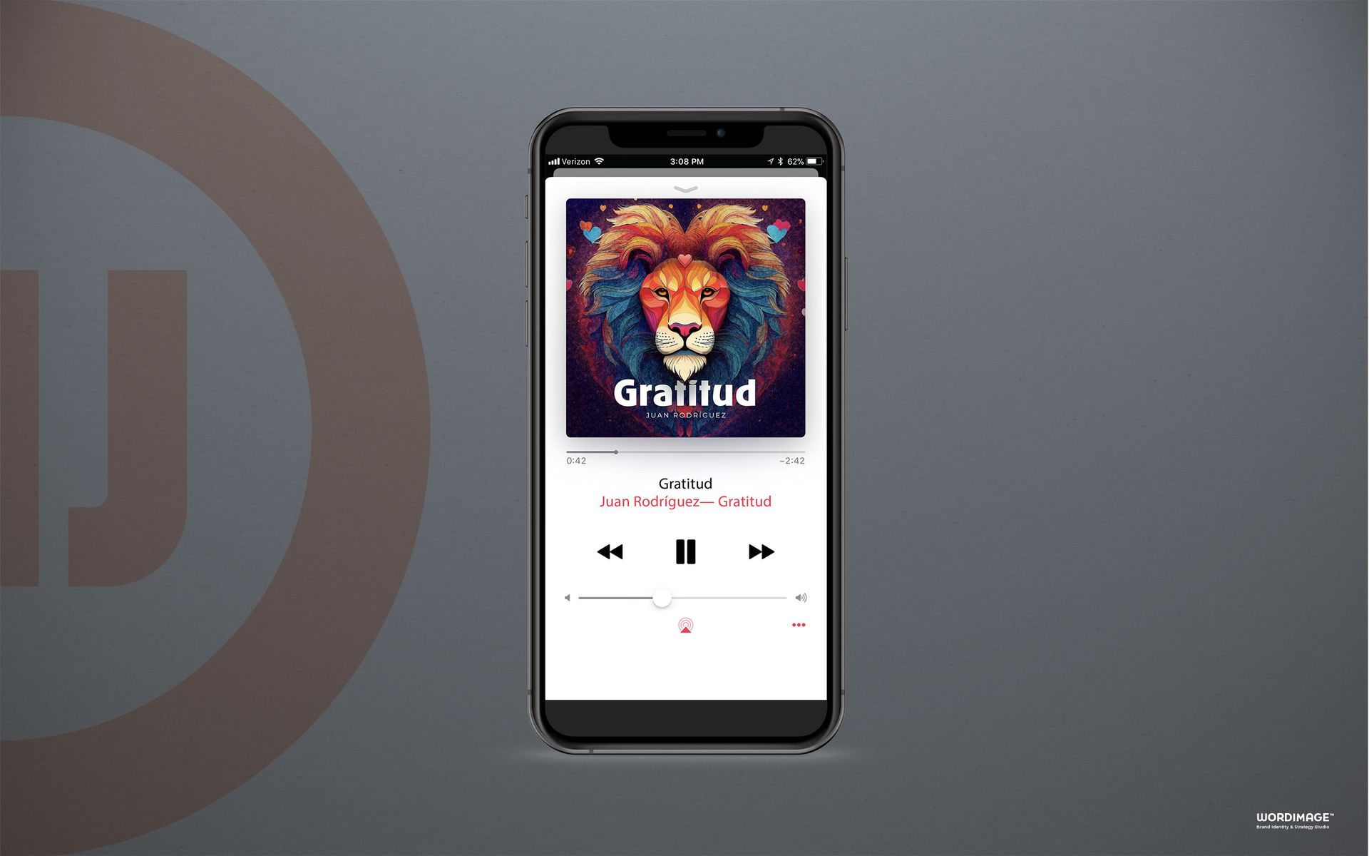 A cell phone with a picture of a lion on the screen.