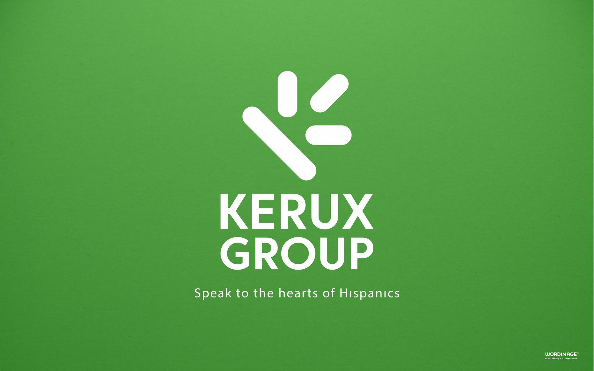 The logo for kerux group is on a green background.