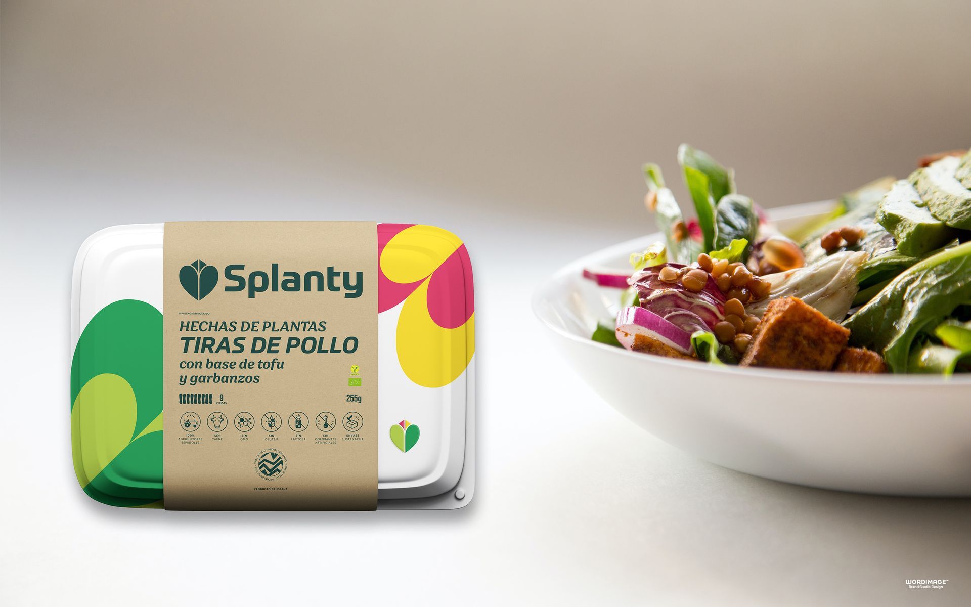 A container of food next to a bowl of food on a table.