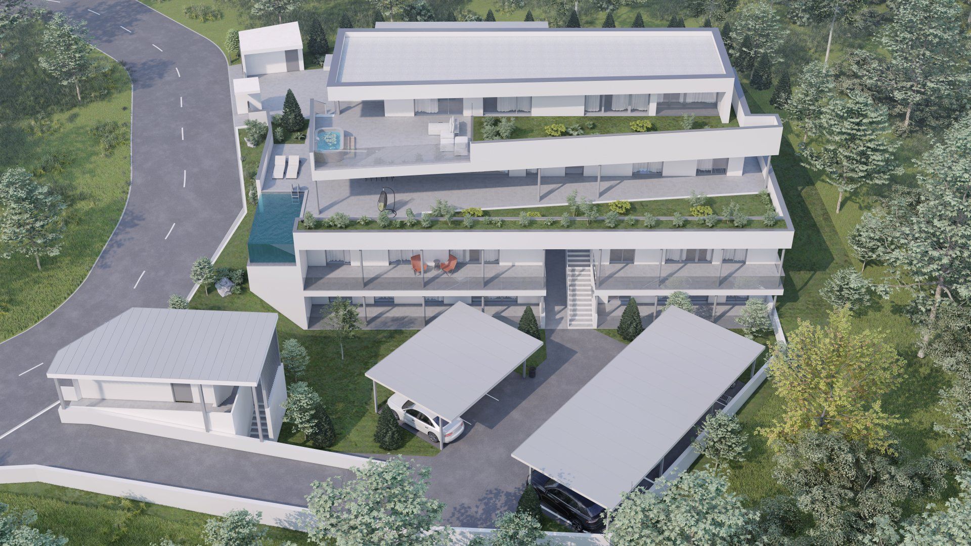 Wohnunggebäude Oberansicht