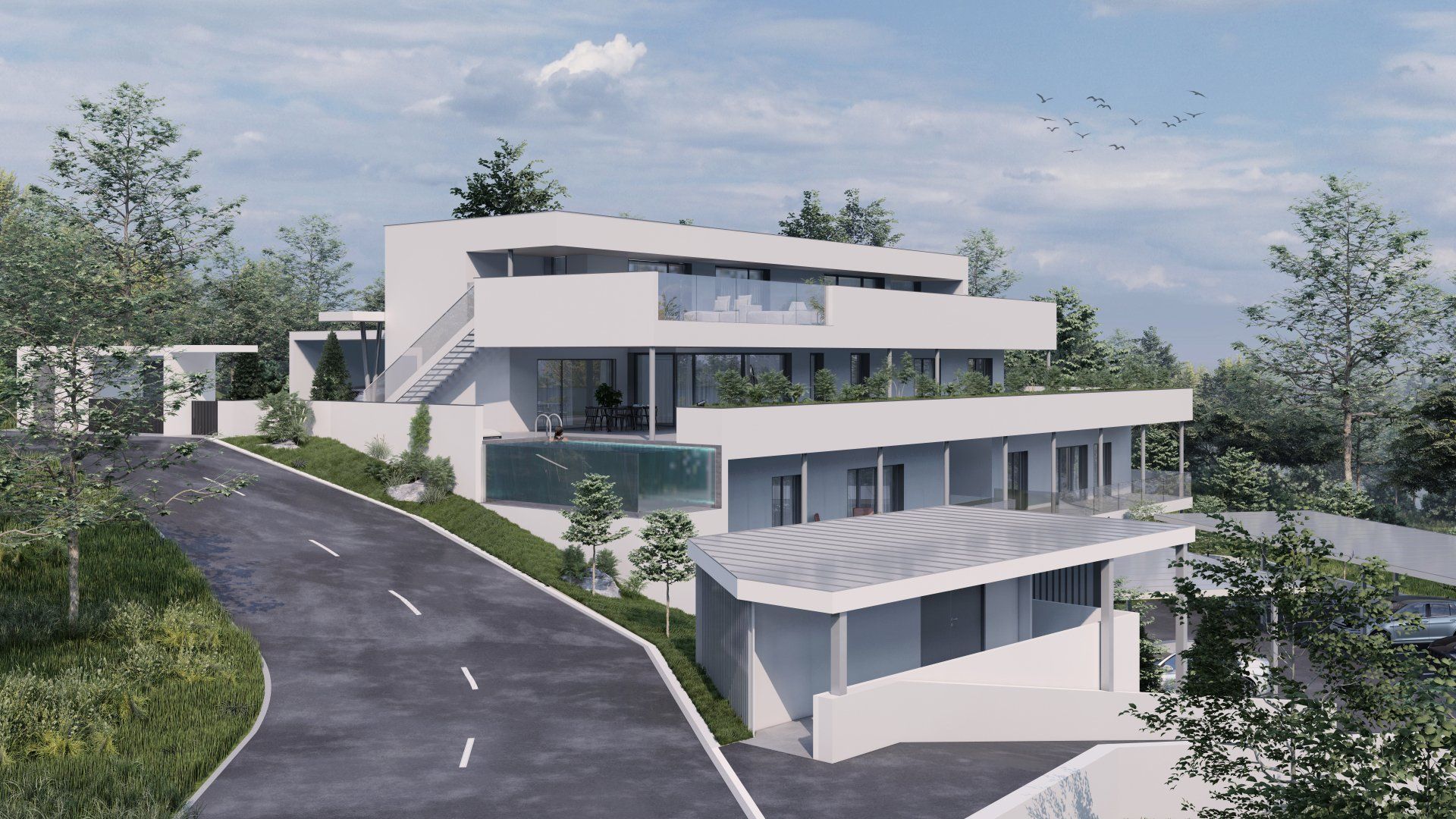 Wohnunggebäude Vorderansicht