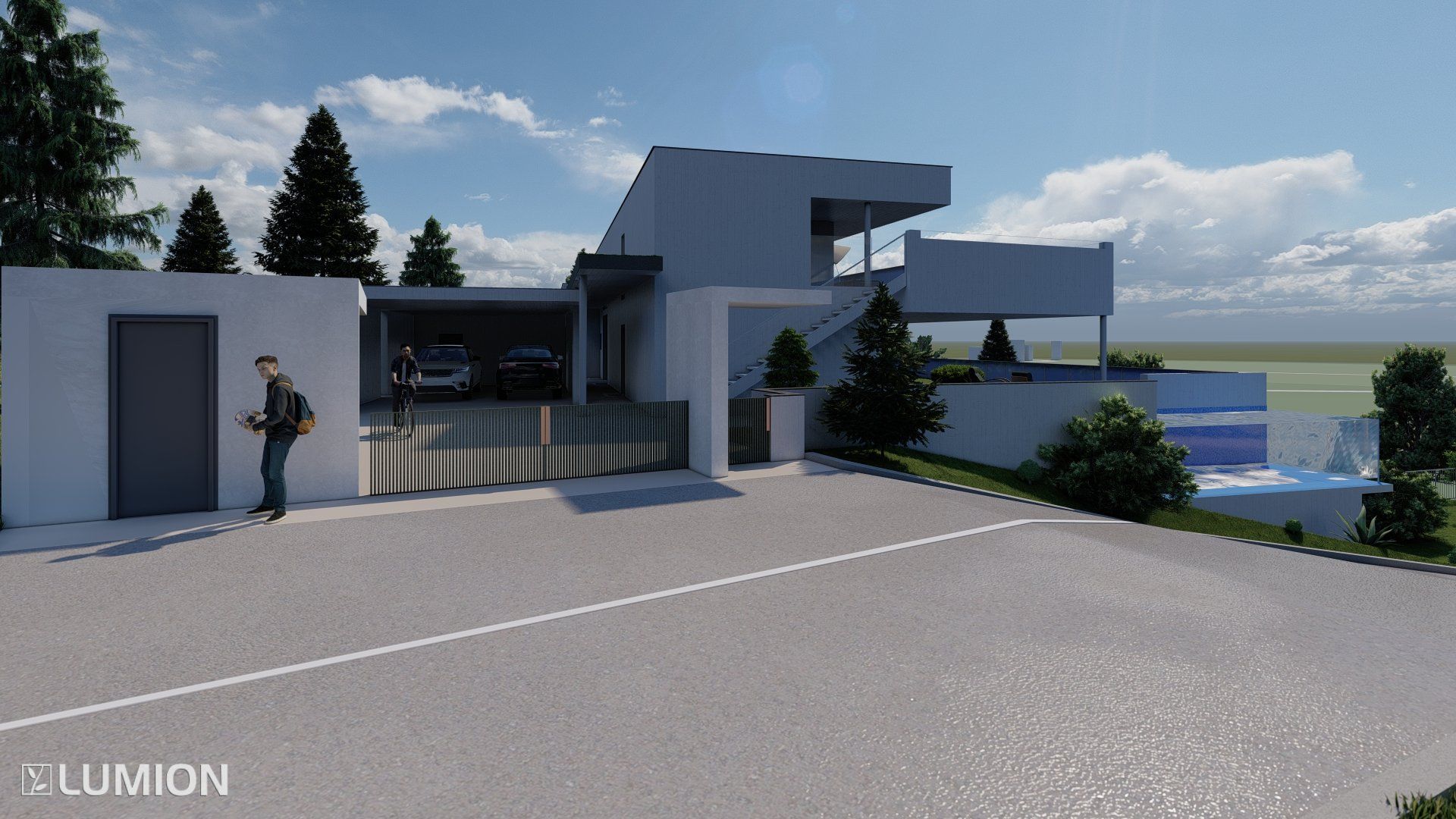 Wohnunggebäude mit Parkplatz Hinten