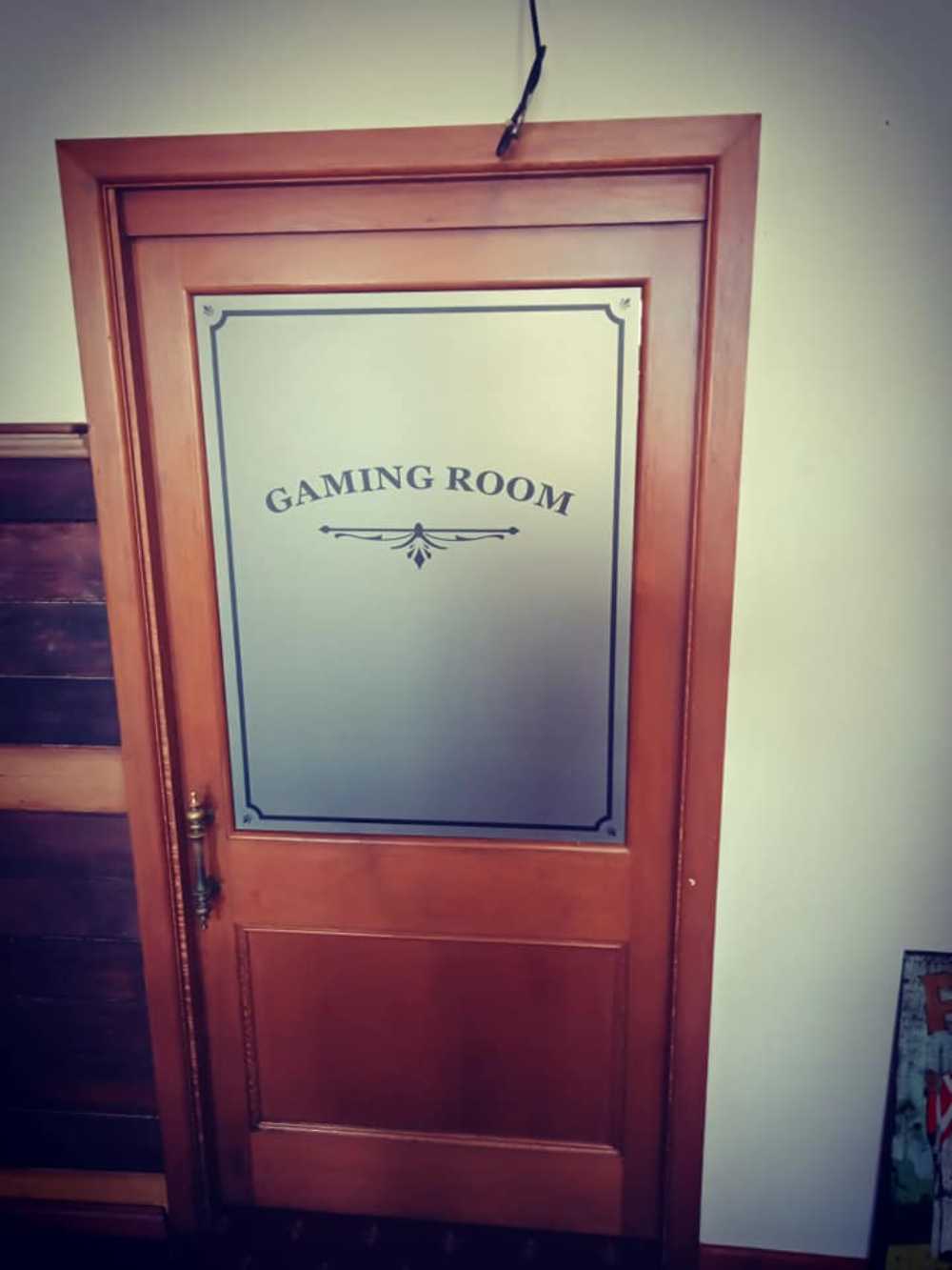 Office Door With Gaming Room Text — Premium Window Films in South Lismore, NSW
