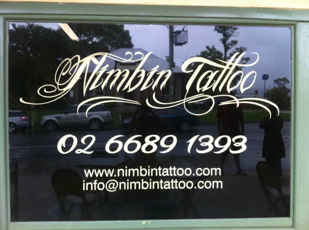 Tattoo Shop Window Sign — Darkstyle Tinting in South Lismore, NSW