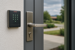 Yellow electrical box with circuit board, wiring, and documentation inside a white enclosure.
