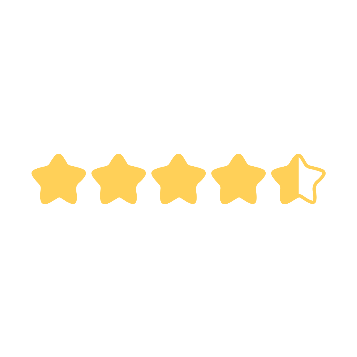 A row of yellow stars on a white background.