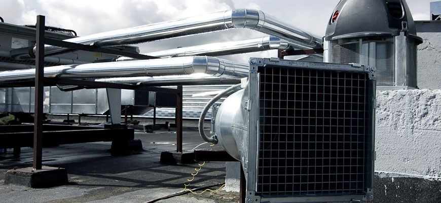 A ventilation system on the roof of a building