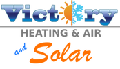 The logo for victory heating and air and solar