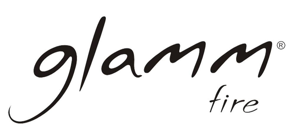 Logo Glamm Fire in caratteri neri con simbolo di marchio registrato.