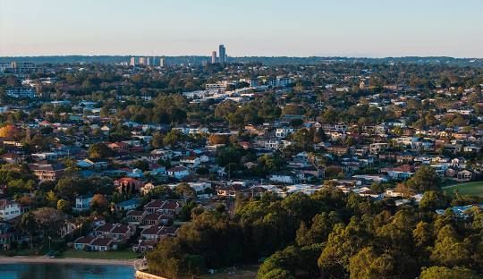 Aerial View of A Dense Suburban Neighborhood with Trees — EB Metalworks in Ryde, NSW
