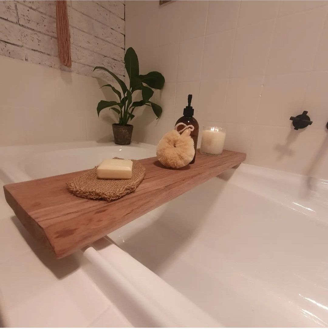 A Bathtub with A Wooden Tray on Top of It — CK's Milling & Earthworks in Bells Bridge, QLD