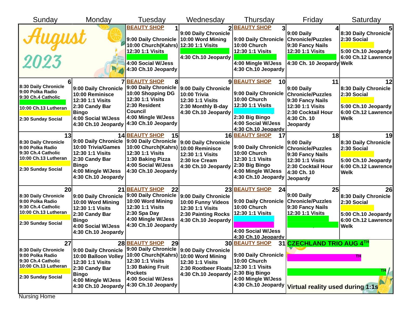 Senior Activities Wilber, NE Wilber Care Center