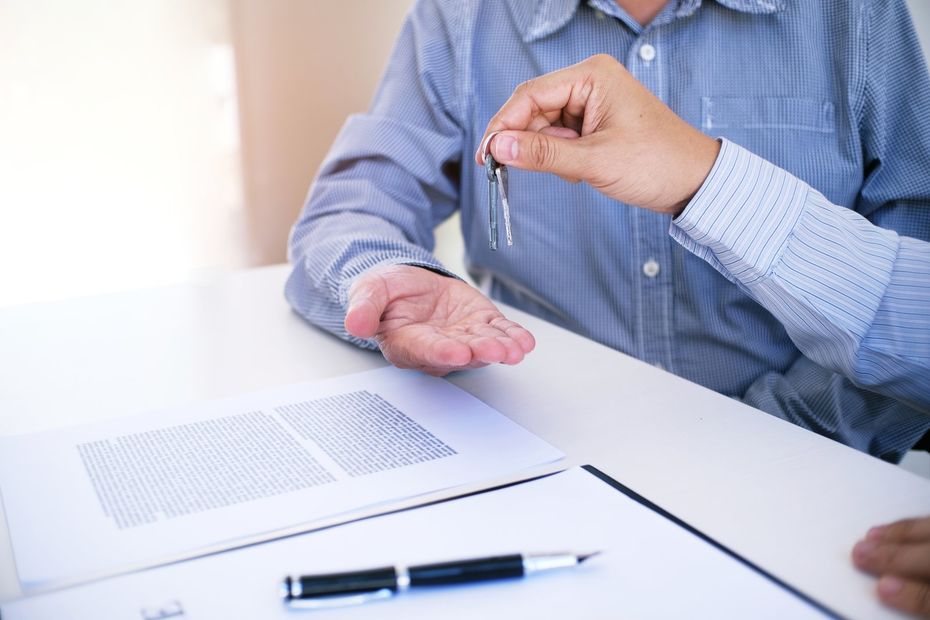 office worker handling the key