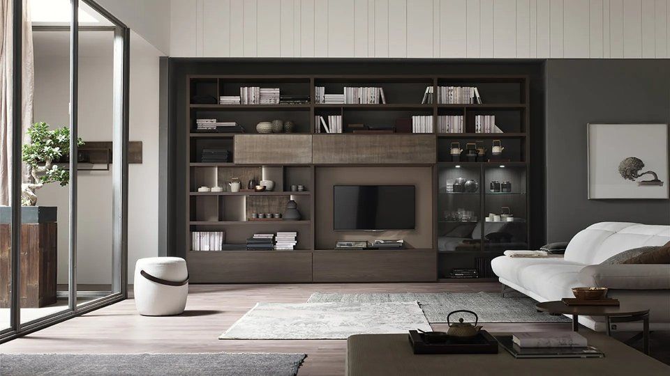 Mobili salotto in legno scuro